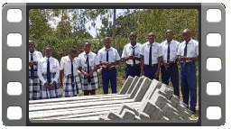 Students saying thank you for the fence