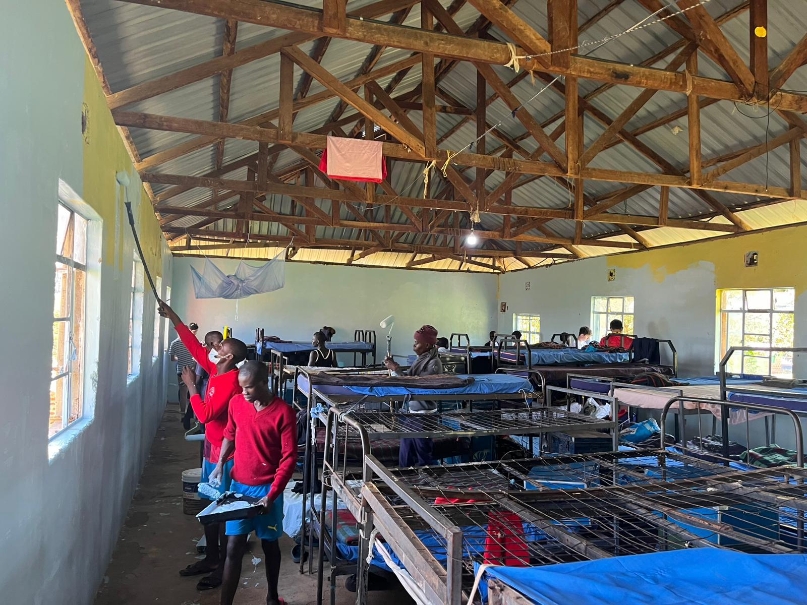 Painting the boys dorm. Painting the boys dorm.